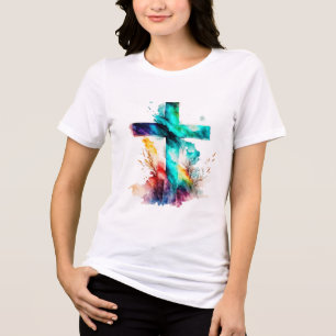 Aangepaste christelijke christendom Jezus geloof Tri-Blend Shirt