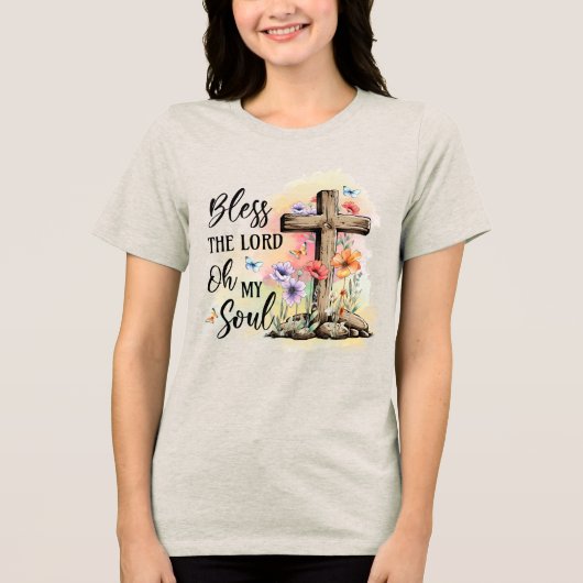 Aangepaste christelijke christendom Jezus geloof v Tri-Blend Shirt (Voorkant)