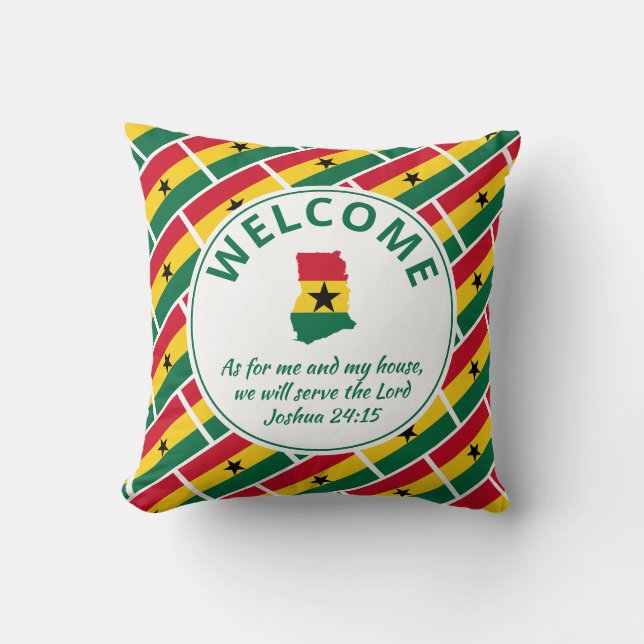 Aangepaste christelijke GHANA Welkom Kussen (Voorkant)