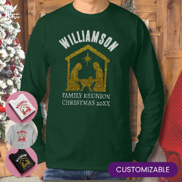 Aangepaste Christelijke Glitter Kerstmisfamilie T-shirt