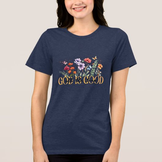 Aangepaste Christelijke God is Goed Tri-Blend Shirt (Voorkant)