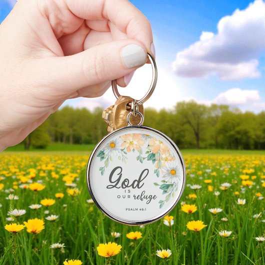 Aangepaste christelijke God is onze toevlucht Sleutelhanger