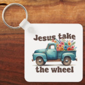 Aangepaste christelijke Jezus neem het roer Sleutelhanger (Voorkant)