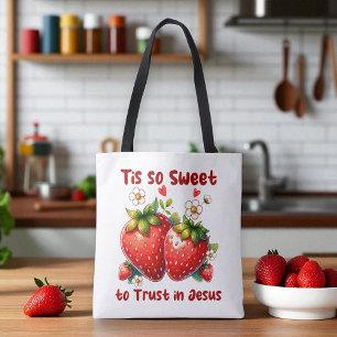 Aangepaste christelijke Jezus zomer aardbeien Tote Bag