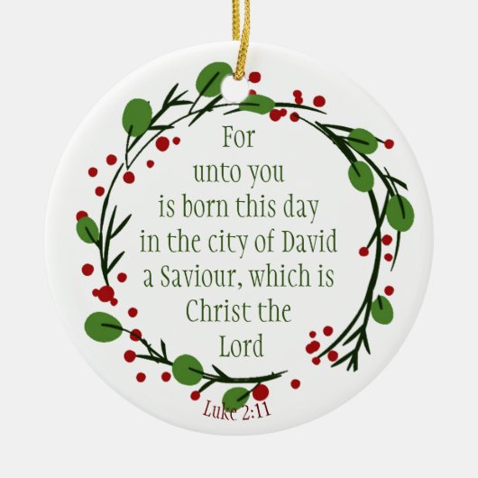 Aangepaste Christelijke kerstgeschrift Keramisch Ornament (Voorkant)