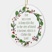 Aangepaste Christelijke kerstgeschrift Keramisch Ornament (Links)