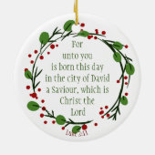 Aangepaste Christelijke kerstgeschrift Keramisch Ornament (Achterkant)