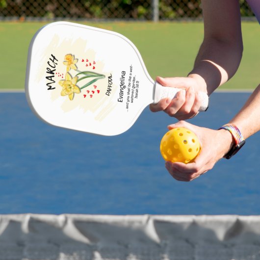 Aangepaste Christelijke MAART Geboortemaand Bloem  Pickleball Paddle (Insitu)
