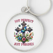 Aangepaste christelijke niet perfect gewoon vergev sleutelhanger (Voorkant)