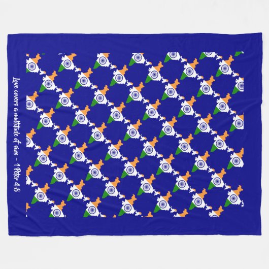 Aangepaste Christelijke Quote INDIA FLAG Fleece Deken (Voorkant (Horizontaal))