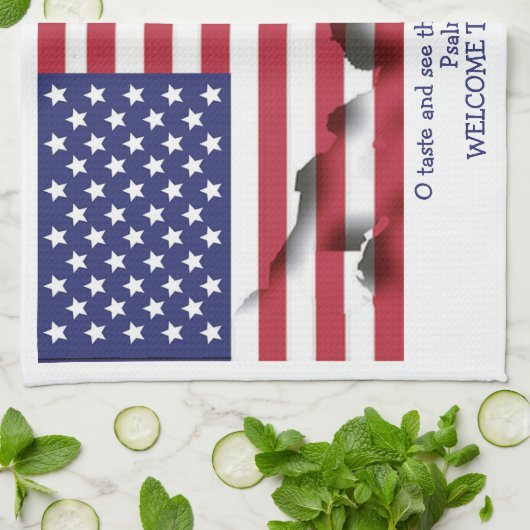 Aangepaste Christelijke VLAG VAN DE VS Theedoek (Gevouwen)