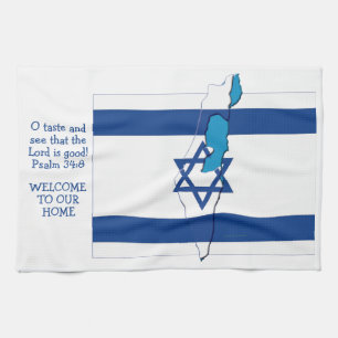 Aangepaste Christelijke VLAG VAN ISRAEL Keukendoek Theedoek