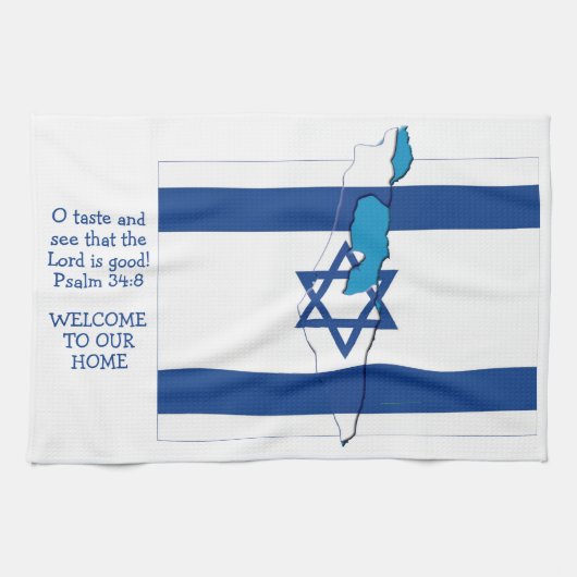 Aangepaste Christelijke VLAG VAN ISRAEL Keukendoek Theedoek (Horizontaal)