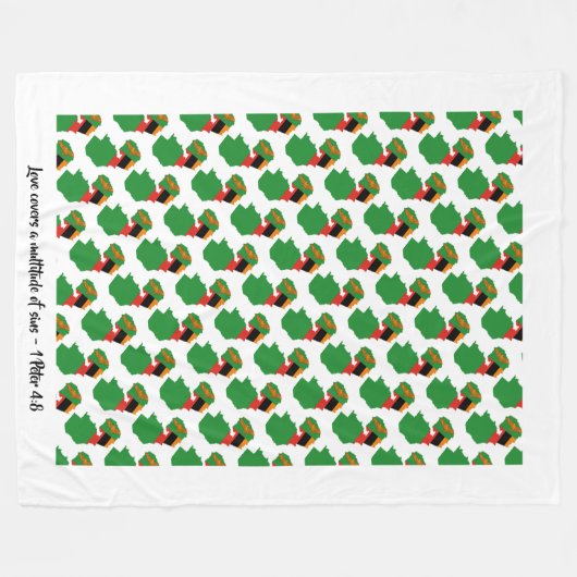 Aangepaste Christelijke vlag van Zambia Fleece Deken (Voorkant (Horizontaal))