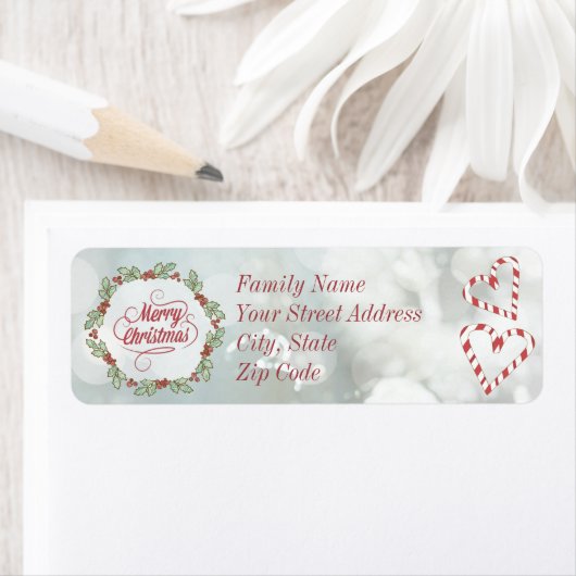 Aangepaste Christmas Candy Cane retour adreslabels Etiket (Insitu)