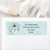 Aangepaste Christmas Snowman retour adreslabels Etiket (Insitu)