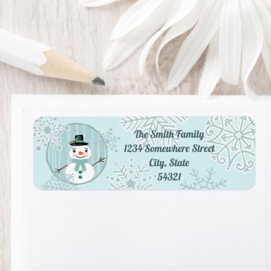 Aangepaste Christmas Snowman retour adreslabels Etiket (Insitu)