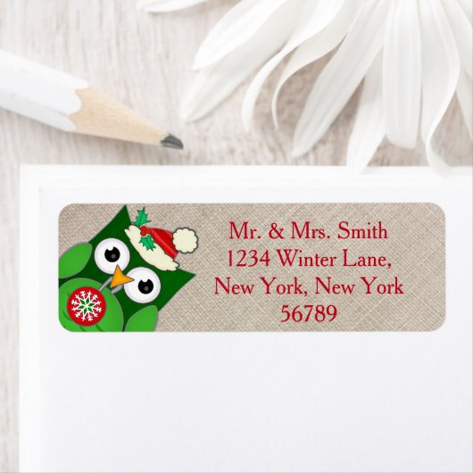 Aangepaste Christmas Uil retour adreslabels Etiket (Insitu)