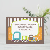 Aangepaste Chugga trein verjaardagsfeestuitnodigin Kaart (Staand voorkant)