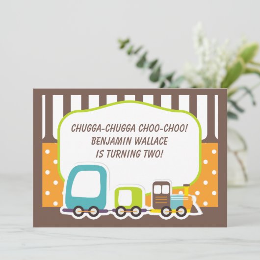Aangepaste Chugga trein verjaardagsfeestuitnodigin Kaart (Staand voorkant)