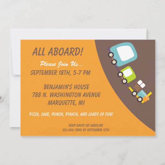 Aangepaste Chugga trein verjaardagsfeestuitnodigin Kaart (Achterkant)