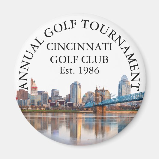 Aangepaste Cincinnati Skyline Golf Club Toernooi Magneet (Voorkant)