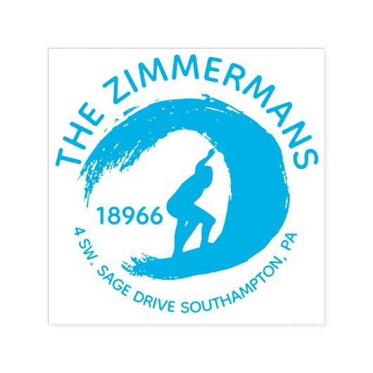 Aangepaste Circulaire Surf Waves Familienaam Zelfinktende Stempel (Design)