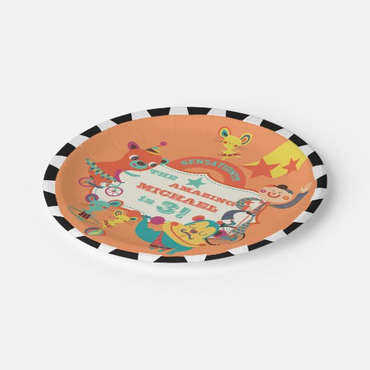 Aangepaste Circus Acts Birthday Paper Borden Papieren Bordje (Gekanteld)