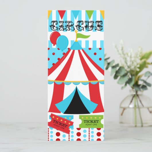 Aangepaste Circus Birthday-uitnodiging Kaart (Staand voorkant)