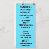 Aangepaste Circus Birthday-uitnodiging Kaart (Achterkant)