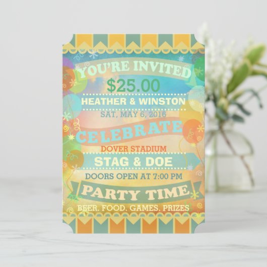 Aangepaste Circus Stag & Doe Ticket Uitnodigingen (Staand voorkant)