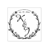AANGEPASTE CIRKEL BLOEMEN & ELEGANT MONOGRAM BRUIL RUBBERSTEMPEL (Afrduk)