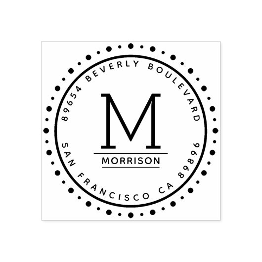 Aangepaste cirkelgrens | Retouradres Monogram Rubberstempel (Afrduk)