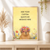 Aangepaste Citaat Bloemige Capybara Grappig Dier  Poster