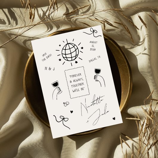 Aangepaste citaat Whimsy krabbels handgetekende tr Save The Date