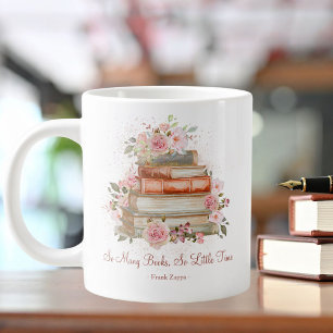 Aangepaste citaatboeken en vintage roze rozen grote koffiekop