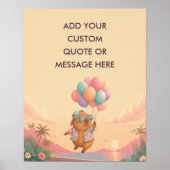 Aangepaste Citat ballon Aloha Capybara Grappig die Poster (Voorkant)