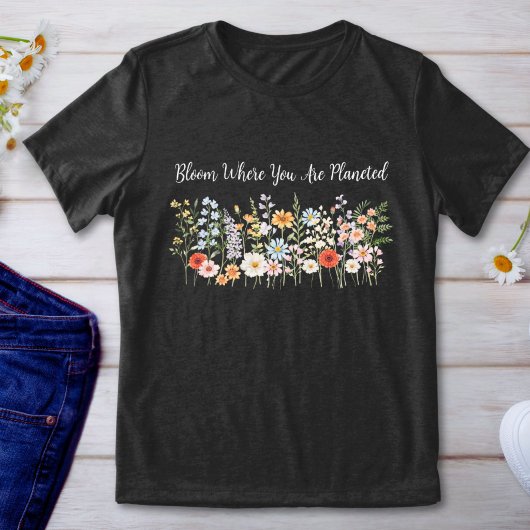 Aangepaste Citat Waterverf Wilde Bloem Bloemrijke Tri-Blend Shirt