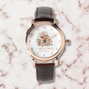 Aangepaste citatenboeken en vintage roze rozen horloge