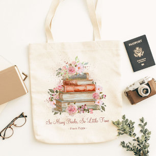 Aangepaste citatenboeken en vintage roze rozen tote bag