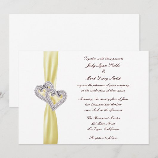 Aangepaste citroen harten bruiloft uitnodiging (Voorkant / Achterkant)