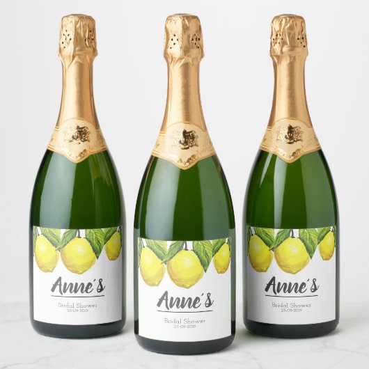 Aangepaste citroen Vrijgezellenfeest thema Waterve Sparkling Wijnetiket (Flessen)