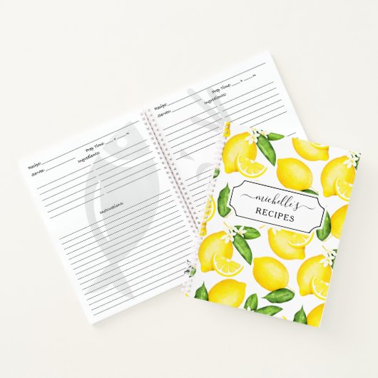 Aangepaste Citrus Lemon Patroon Recipe Notitieboek (Binnen)