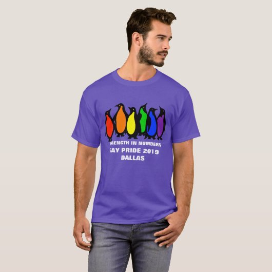 Aangepaste City Gay Pride Parade Rainbow Penguins T-shirt (Voorkant volledig)