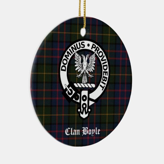 Aangepaste Clan Boyle Crest & Tartan Keramisch Ornament (Rechts)