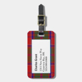 Aangepaste Clan Grant-tartan Schotse geruite bagag Bagagelabel (Voorkant verticaal)