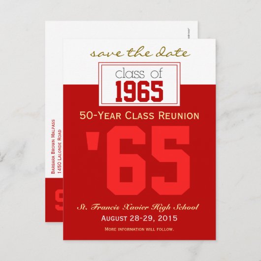 Aangepaste Class Reunion Save-the-Date Aankondigin Aankondigingskaart (Voorkant / Achterkant)