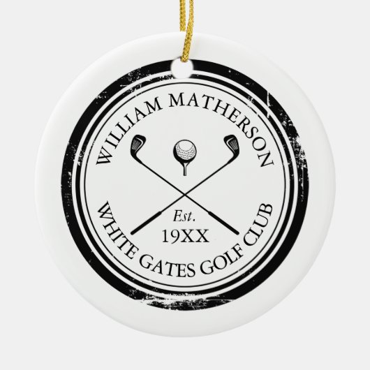 Aangepaste Classic Golf Club Name Keramisch Ornament (Voorkant)