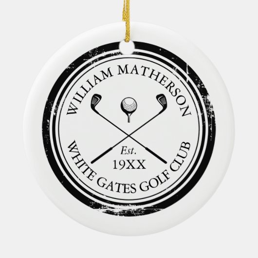 Aangepaste Classic Golf Club Name Keramisch Ornament (Achterkant)