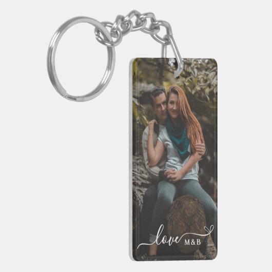 Aangepaste Classy Elegant Koppel Foto Liefde Citaa Sleutelhanger (Voorkant Links)